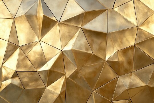 Golden, geometric, triangular facade