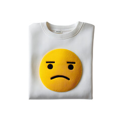 White sweatshirt with sad face emoji graphic apparel fashion clothing style trendy casual wear design 100 on transparent background
