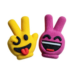 Stock photo of peace sign emoji candy cute yellow and pink sweets on black background for social media on transparent background