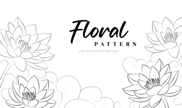 Hand drawn illustrations of lotus patterns
