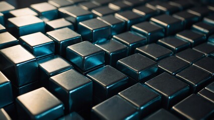 Naklejka premium Metallic Cubes Abstract Composition
