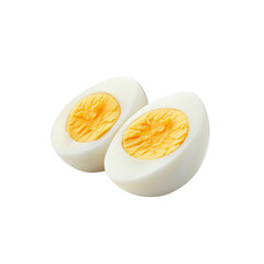 Two Halves of a Perfectly Boiled Egg Isolated on Black Background