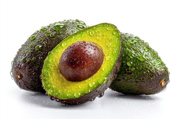 Fresh Avocados with Water Droplets