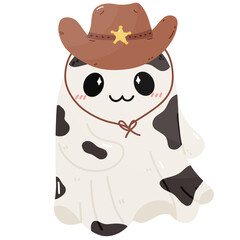 Cute cowboy ghost Cute Halloween illustration Spooky Cartoon wild west 