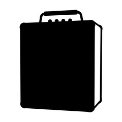 Black Briefcase Icon Design, A simple black icon of a briefcase, symbolizing business, professionalism, and travel in a minimalist design.
