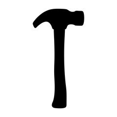 Simple Black and White Silhouette of a Claw Hammer Tool
