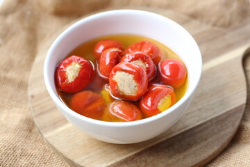 Tuffed cherry peppers with tuna preserved in olive oil