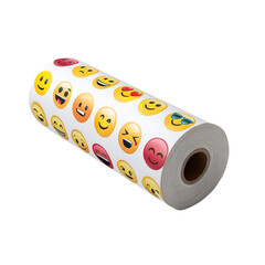 Emoji stickers roll fun expressive faces for crafting and decorating colorful emoji adhesive tape paper roll on transparent background
