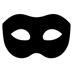 Simple Black Mask Icon Design, A minimalist black mask icon representing a disguise or costume for events like masquerades or carnivals.
