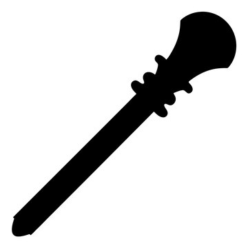 black mace silhouette on white background clip art preview