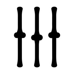 Graphic illustration of three vertical bars resembling audio equalizer or mixer sliders