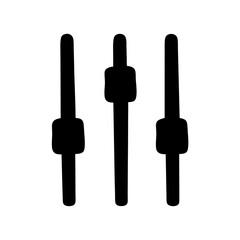 Audio Control Slider Icon Design, A minimalist black icon of audio control sliders, symbolizing sound adjustment, audio settings, and mixing.
