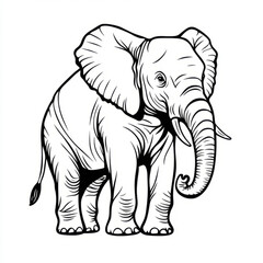 Obraz premium Black and white sketch of an elephant in profile view.