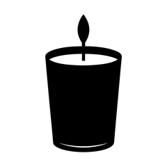 Simple minimalist vector of a candle in a glass holder illuminating peace