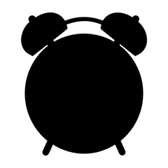 Silhouette of a classic twin bell alarm clock against a white background