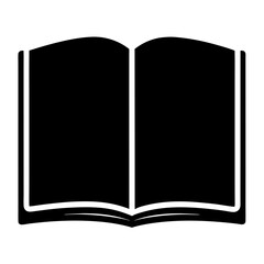 Simple Black and White Open Book Icon for Reading and Learning