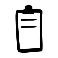 Simple hand drawn clipboard with paper and checklist vector illustration