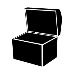 Open treasure chest in black and white, an adventure and mystery