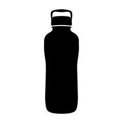 Reusable Stainless Steel Water Bottle with Handle Silhouette on White Background