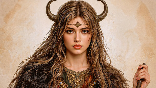 Freyja norse goddess banner with copy space
