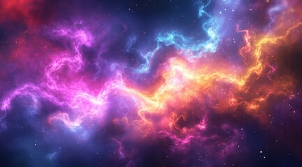 Fototapeta premium Cosmic nebulae, vibrant colors, swirling energy