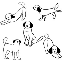 dog line illustration cute hand drawing