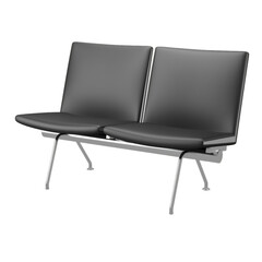 A sleek black two-seater chair with metal legs. Perfect for contemporary interiors, offering both...