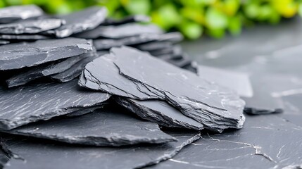 Geometric Slate Stone Patterns: Closeup of Grey and Black Rock Texture