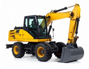 Fototapeta premium Tractor excavator on white background isolate. Agricultural machinery for constructi 