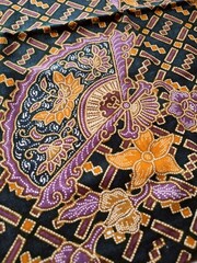 Pattern, texture, background of Indonesian batik, wax resist dyeing technique applied to the entire fabric