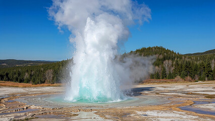 Geyser Eruption -  Witness the raw power of nature as a geyser erupts, shooting a column of hot water and steam high into the air.