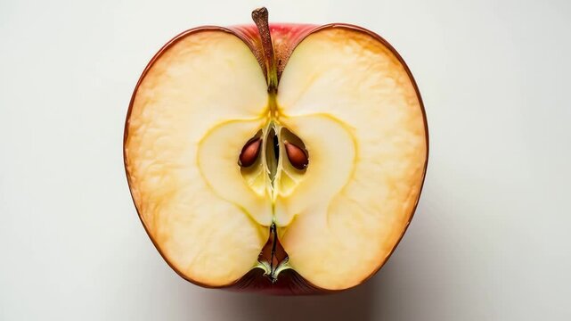 Sliced apple oxidizing in the air, darkening and drying, time-lapse effect