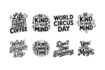 Fototapeta premium Inspirational Quote SVG Bundle with Coffee, Circus, Summer Themes Vector, Illustration