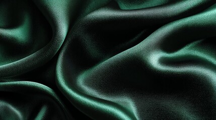 Fototapeta premium Luxurious emerald green silk fabric with elegant folds and subtle texture