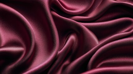 Fototapeta premium Luxurious draped burgundy silk fabric with elegant glossy texture