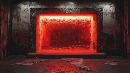 Grungy, glowing, red-lit interior