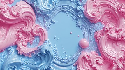Abstract swirls of pink and blue paint