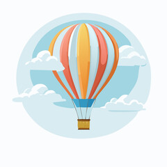 A serene hot air balloon illustration with soft clouds, perfect for wanderlust designs and dreamy travel themes.