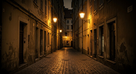 narrow street at night