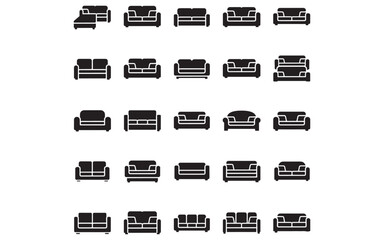 Minimal Silhouette Sofa Icon – Modern Vector Couch Symbol for Interior Design & Branding