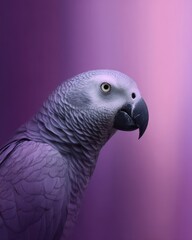 Obraz premium Elegant Parrot with Lavender Background Mimicking Conflicting Voices