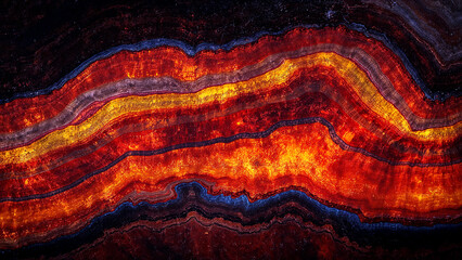 Glowing geological layers revealing earth's hidden beauty