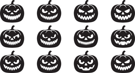 Jack O Lantern Silhouette Vector Illustration Halloween Carved Pumpkin