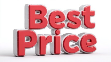 Bold red best price text with 3d effect for promotions and discounts