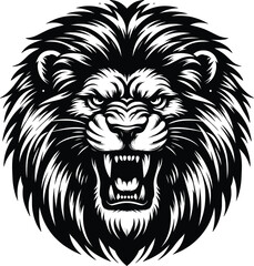 Fototapeta premium Angre Lion Face Silhouette Bundle, lion king, lion king svg, lion king head svg