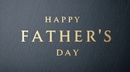 Fototapeta premium Happy father's day text on black textured background with gold letters