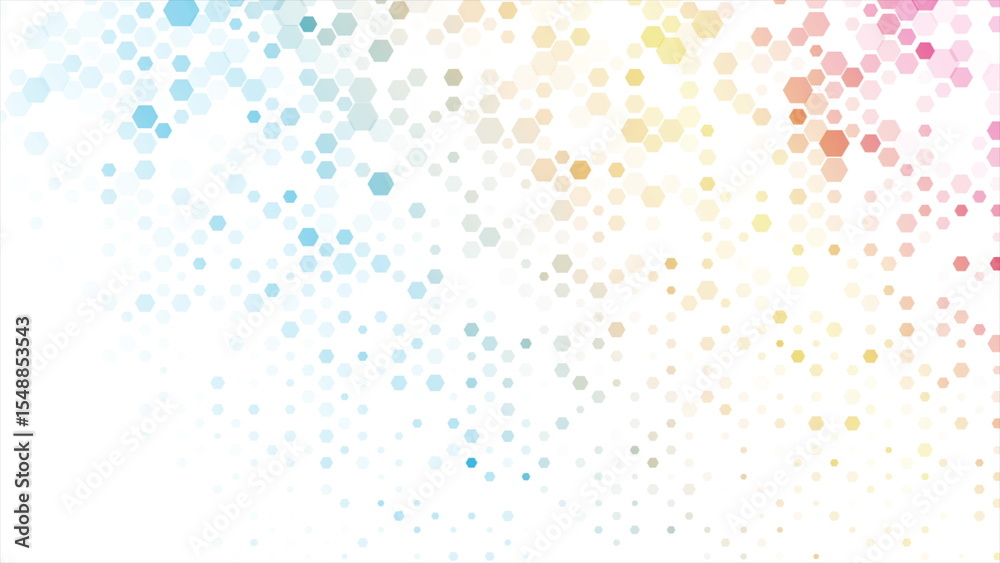 Poster Colorful minimal hexagonal halftone abstract tech background