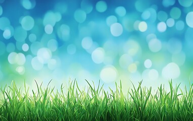 Obraz premium Bokeh glows above lush green grass blades