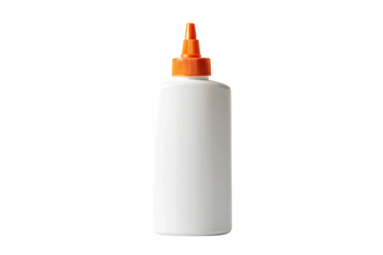 White plastic bottle with orange cap isolated on transparent background