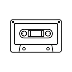 Retro Cassette Tape Line Art Vector Doodle